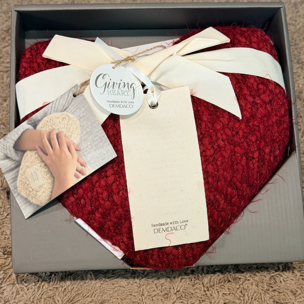DEMDACO Giving Heart Cranberry Red 10 X 11 Cotton Weighted Plush Decorative - Picture 5 of 6